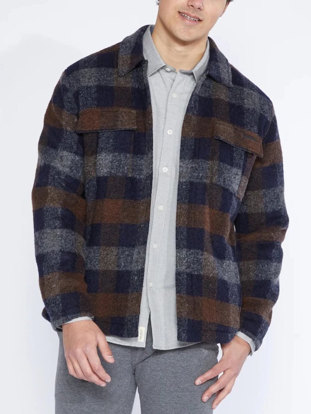 Civil Society Navy/Brown Plaid Levi Shacket/20837